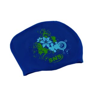Шапочка для плавання для довгого волосся SNS KW-3С dark blue flowers