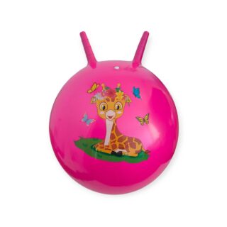 М'яч дитячий стрибун 45 см з ріжками рожевий 3-D45-rose red